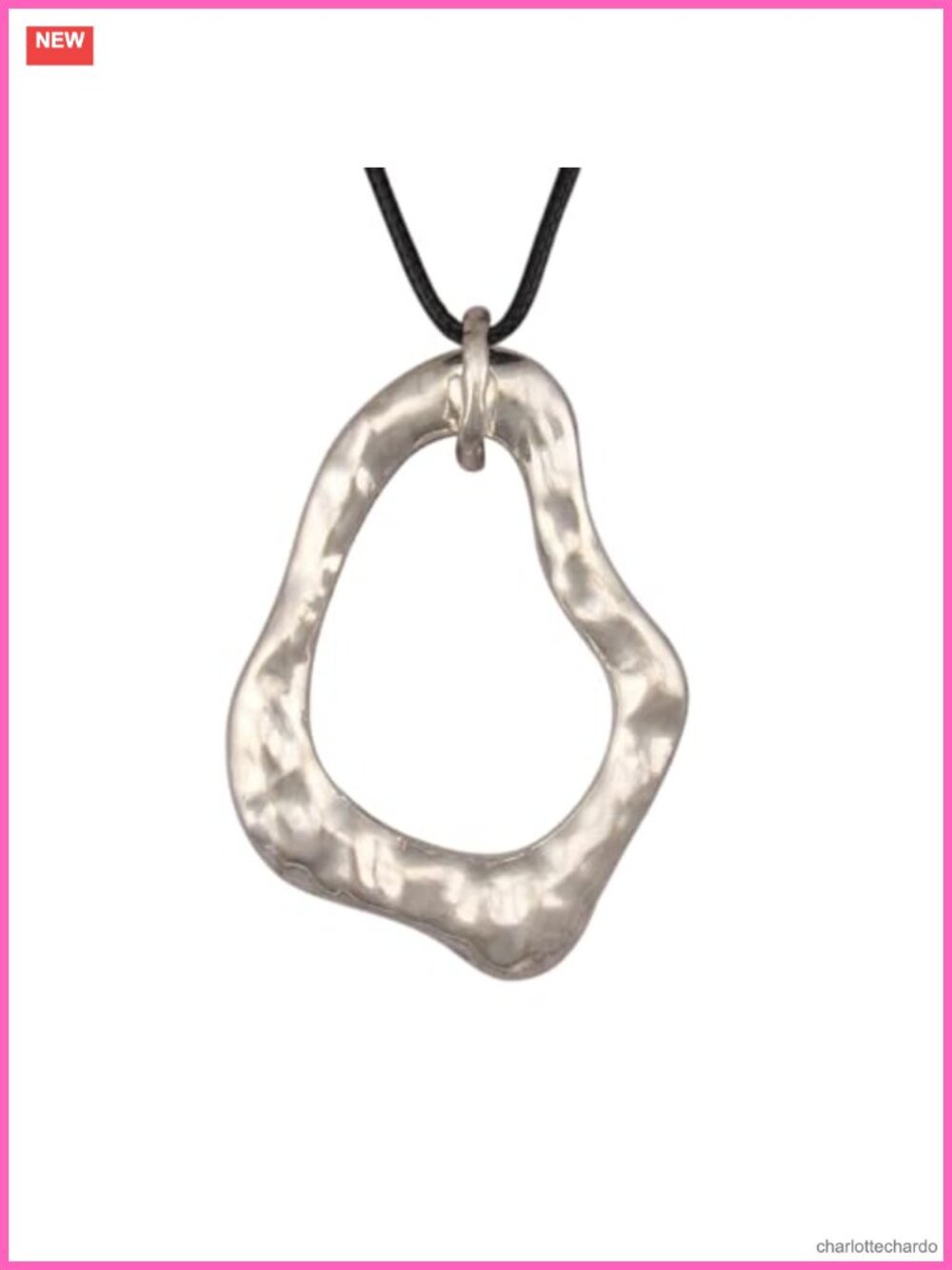 Chunky Boho Leather Cord Necklace Silver Pendant